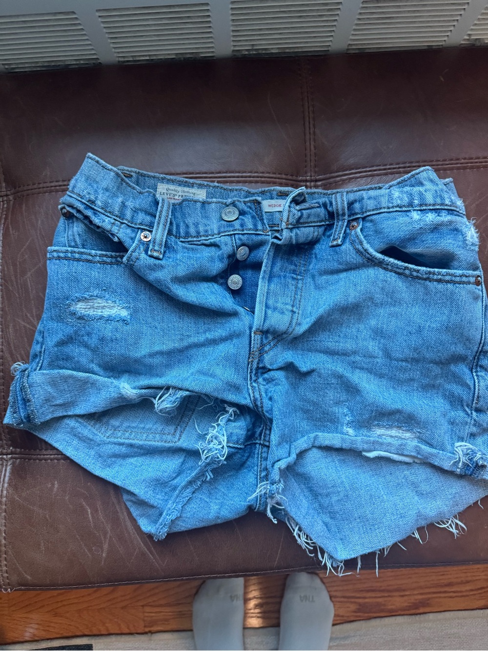 Levi's Light Blue Distressed Denim Cutoff Shorts